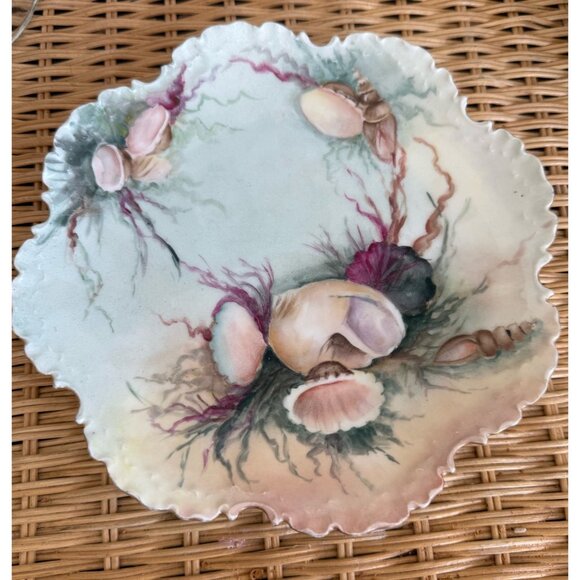 Antique 1910s Rosenthal Monbijou Hand-Painted Seashells Coral Porcelain Plate 9" - Picture 10 of 11